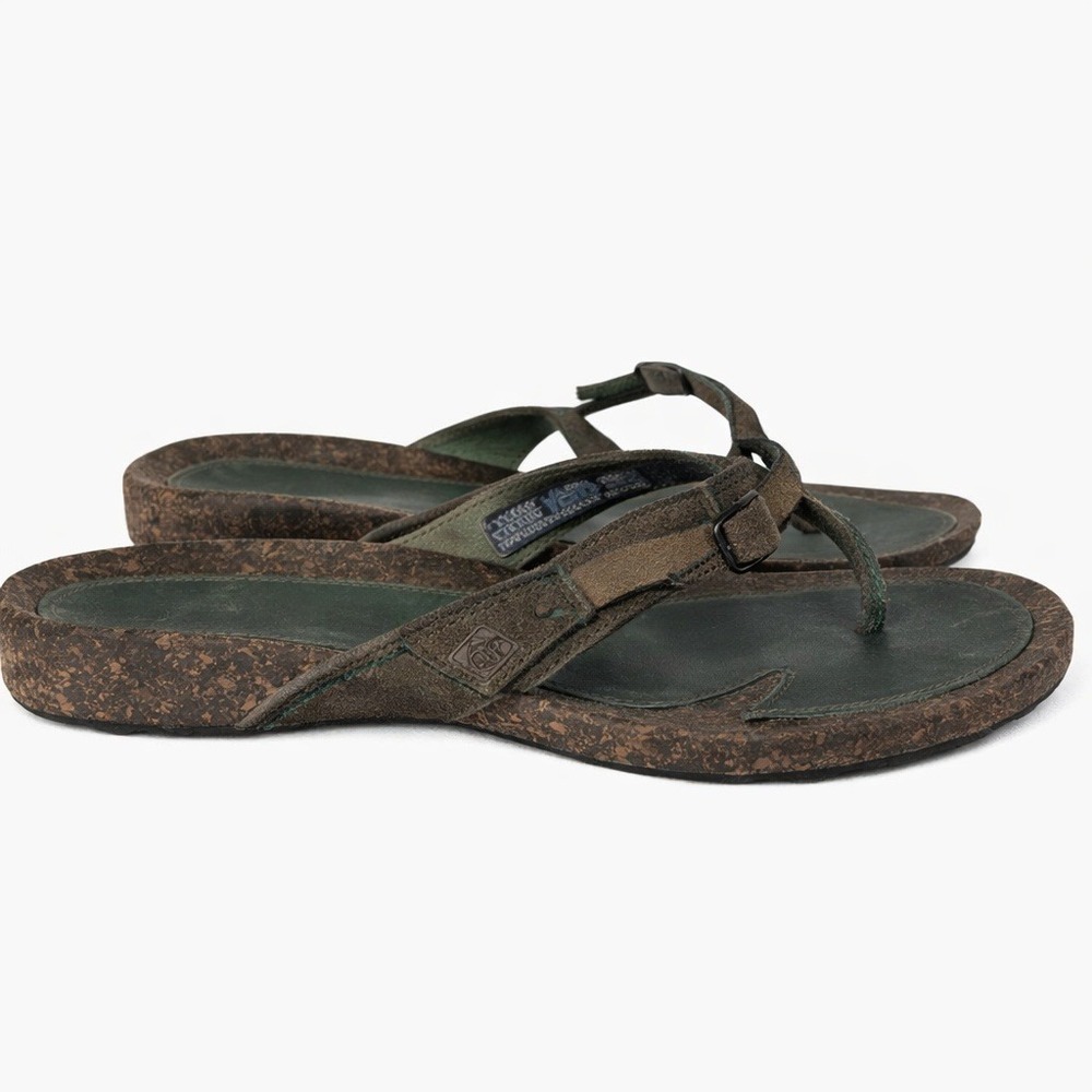 Teva Kayenta Thong Leather Cork Sandal Women 10 Flip Flop Brown Comfort Walking